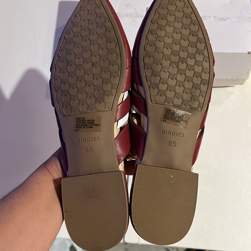 Birdies The Dove Burgundy Crossed leather Slip-On Flats 9.5 - Picture 12 of 13